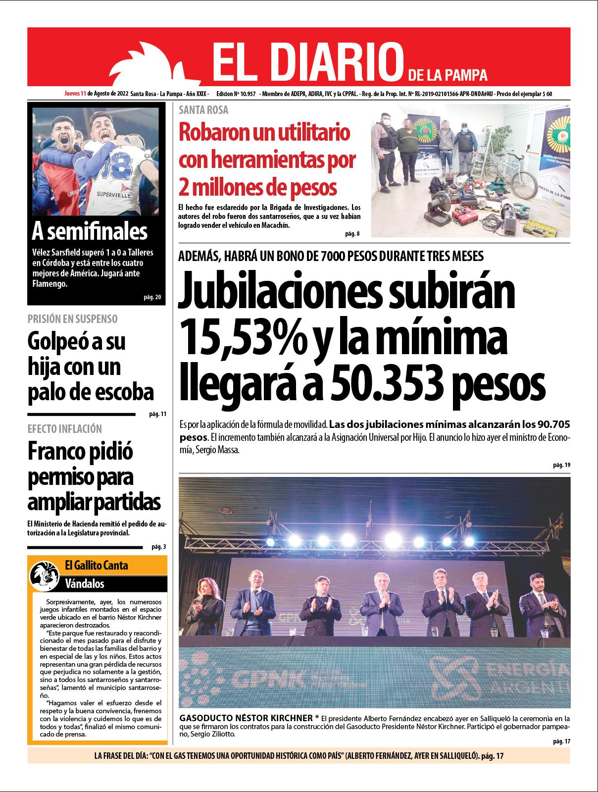 Tapa del diacutea jueves 11 de agosto de 2022